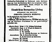Hendrikus Bernardus Loring Overlijdenadvertentie